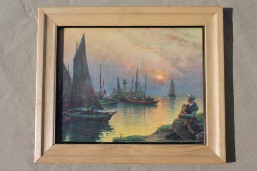 photo of vintage Dutch scene prints, framed color litho print pictures Reliance Picture Co #3