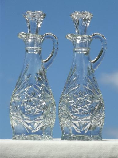 photo of vintage EAPC pres-cut pattern glass cruets, salt & pepper shakers set #2