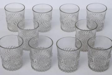 catalog photo of vintage EAPG Jersey Swirl pattern glass tumblers, antique drinking glasses set