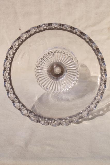 photo of vintage EAPG open lace edge compote, large antique pattern glass bowl w/ column pedestal #3