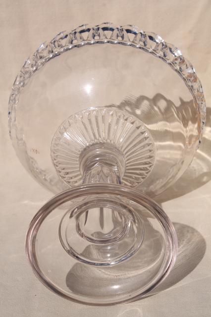 photo of vintage EAPG open lace edge compote, large antique pattern glass bowl w/ column pedestal #6