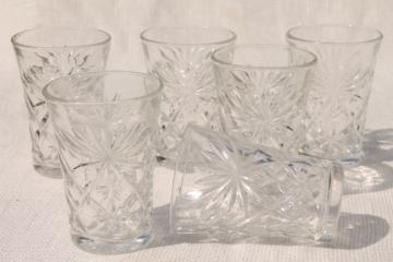 catalog photo of vintage Early American PresCut star pattern glass tumblers set, Pres-Cut Anchor Hocking