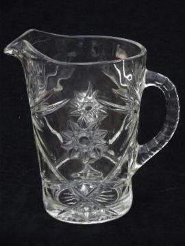 catalog photo of vintage Early American Pres-cut water pitcher, star prescut pattern glass