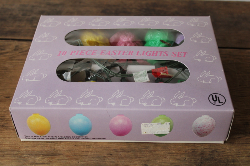 photo of vintage Easter bunny lights, mini light string w/ candy colored bunnies, spring decor  #6