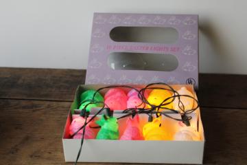 vintage Easter bunny lights, mini light string w/ candy colored bunnies, spring decor 