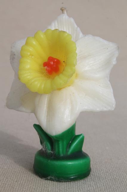 photo of vintage Easter candles Gurley holiday figural novelty candle set, daffodil, baby bird, chick #7