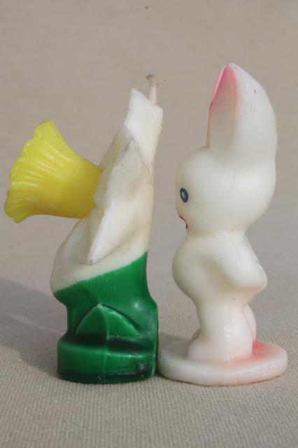 photo of vintage Easter candles Gurley holiday figural novelty candle set, daffodil, baby bird, chick #9