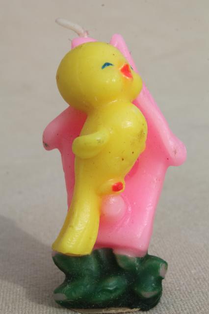 photo of vintage Easter candles Gurley holiday figural novelty candle set, daffodil, baby bird, chick #12