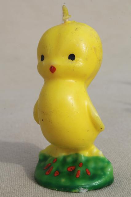 photo of vintage Easter candles Gurley holiday figural novelty candle set, daffodil, baby bird, chick #13