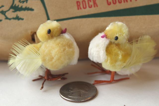 photo of vintage Easter decorations, honeycomb tissue eggs, Japan chenille bunnies & chicks #2