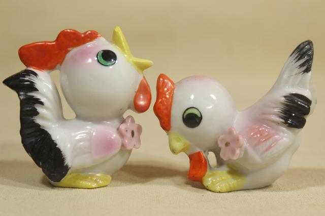 photo of vintage Easter decorations, made in Japan hand painted china baby rooster figurines #3