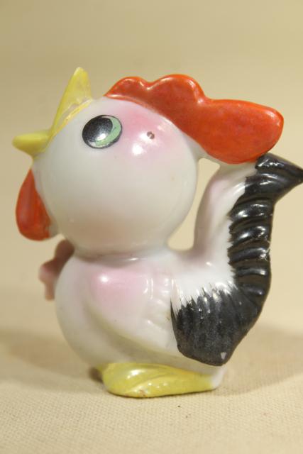 photo of vintage Easter decorations, made in Japan hand painted china baby rooster figurines #5