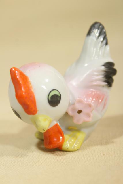 photo of vintage Easter decorations, made in Japan hand painted china baby rooster figurines #6