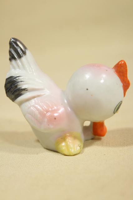 photo of vintage Easter decorations, made in Japan hand painted china baby rooster figurines #7