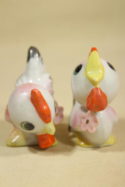 photo of vintage Easter decorations, made in Japan hand painted china baby rooster figurines #8