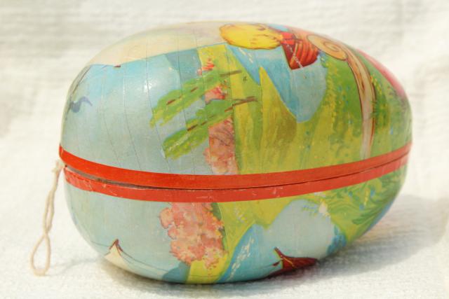 photo of vintage Easter egg candy container, Western Germany paper papier mache egg w/ chicks #4