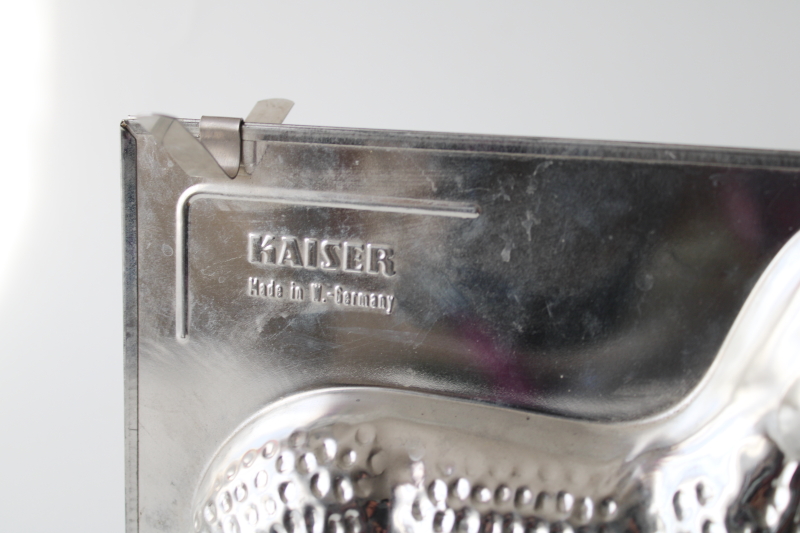 photo of vintage Easter lamb tinned metal mold cake baking pan w/ clips, Kaiser West Germany #2