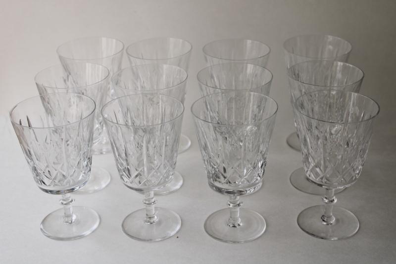 photo of vintage Edinburgh crystal hand cut stemware, set of 12 cross & olive pattern water goblets #5
