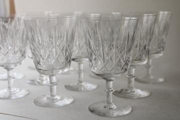 catalog photo of vintage Edinburgh crystal hand cut stemware, set of 12 cross & olive pattern water goblets