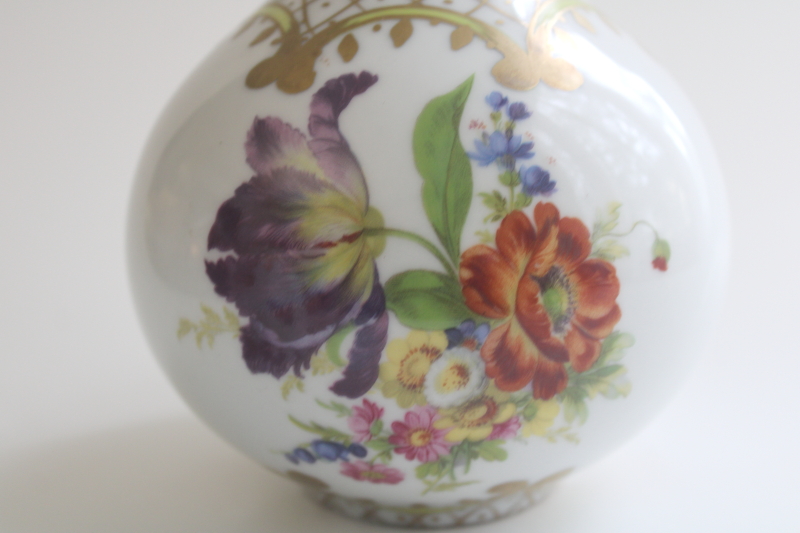 photo of vintage Elios France dresden floral porcelain bedside carafe with tumbler, tumble up  #5