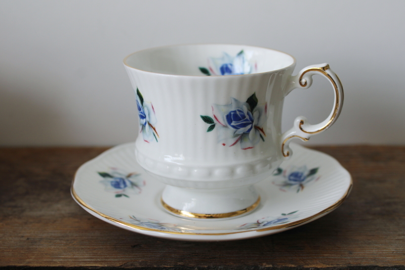 photo of vintage Elizabethan fine bone china tea cup & saucer blue rose floral  #1