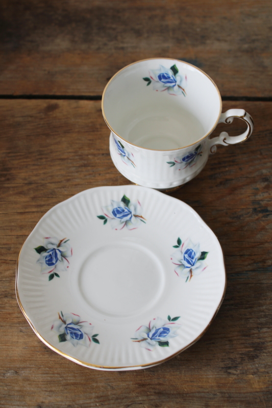 photo of vintage Elizabethan fine bone china tea cup & saucer blue rose floral #2