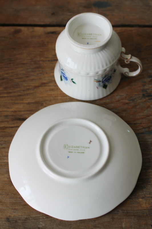 photo of vintage Elizabethan fine bone china tea cup & saucer blue rose floral #4