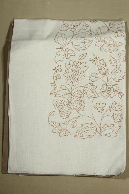 photo of vintage Elsa Williams bell pull kit w/ wool yarns crewel work fabric stamped for embroidery #6