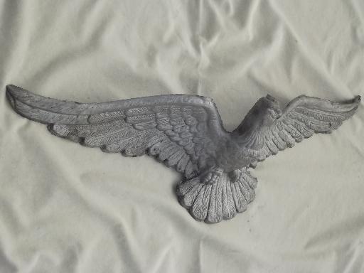 photo of vintage Emig cast metal American eagle wall plaque, large flying eagle #4