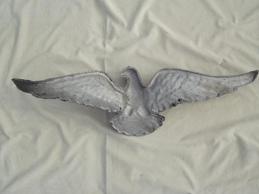 photo of vintage Emig cast metal American eagle wall plaque, large flying eagle #5