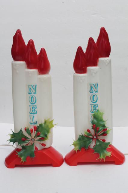 photo of vintage Empire plastic blow mold Christmas candles, holiday window decorations #3