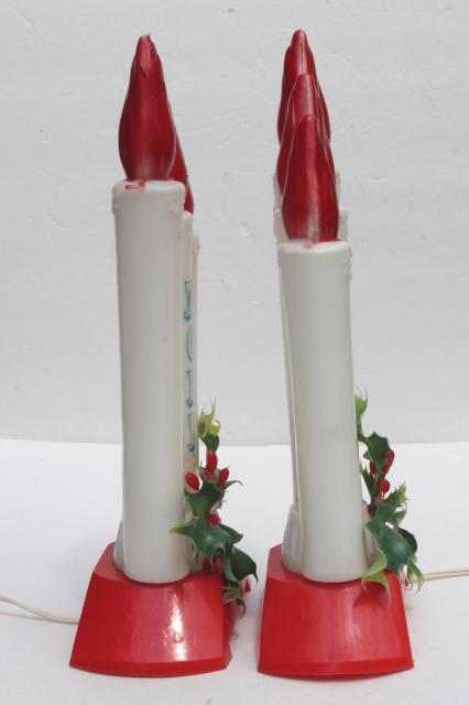 photo of vintage Empire plastic blow mold Christmas candles, holiday window decorations #4