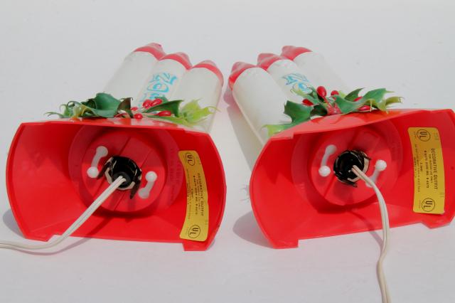 photo of vintage Empire plastic blow mold Christmas candles, holiday window decorations #6