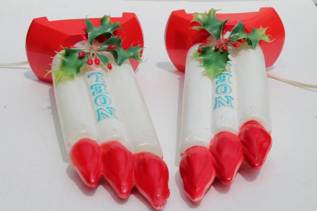 photo of vintage Empire plastic blow mold Christmas candles, holiday window decorations #7