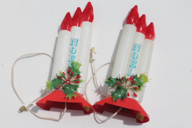 photo of vintage Empire plastic blow mold Christmas candles, holiday window decorations #8