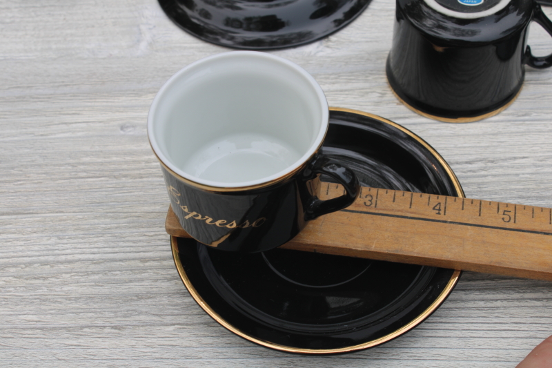 photo of vintage Empress Japan coffee set, chic black glaze demitasse cups & saucers for espresso #5