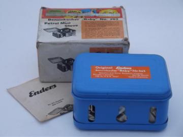 catalog photo of vintage Enders Benzinkocher Baby 263 camp stove, mini camp stove in original box