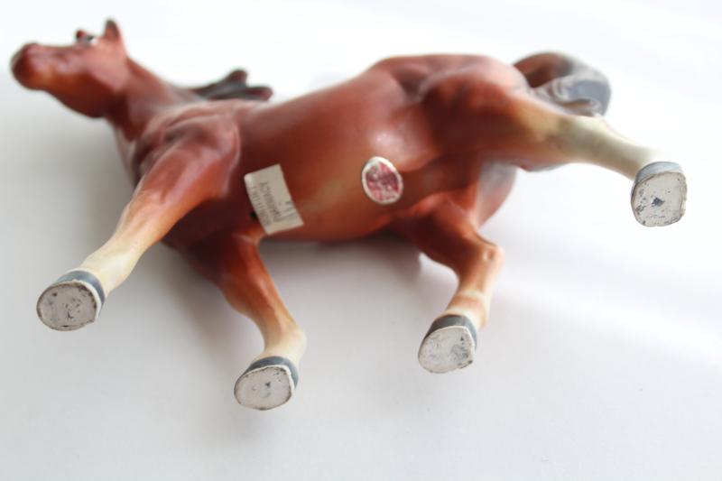 photo of vintage Enesco Japan ceramic Thoroughbred horse, large china figurine trophy #2