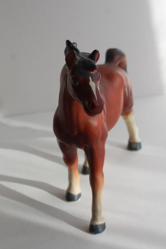 photo of vintage Enesco Japan ceramic Thoroughbred horse, large china figurine trophy #4