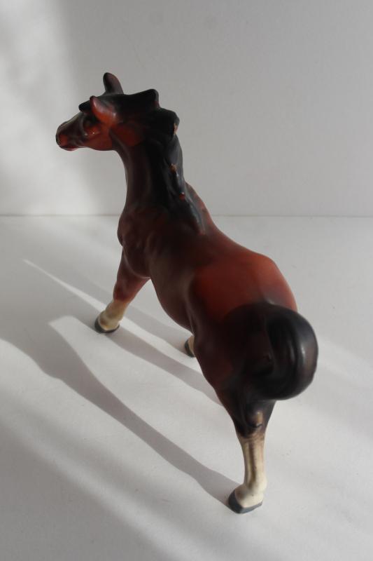 photo of vintage Enesco Japan ceramic Thoroughbred horse, large china figurine trophy #5