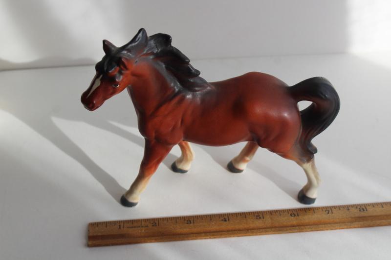 photo of vintage Enesco Japan ceramic Thoroughbred horse, large china figurine trophy #6