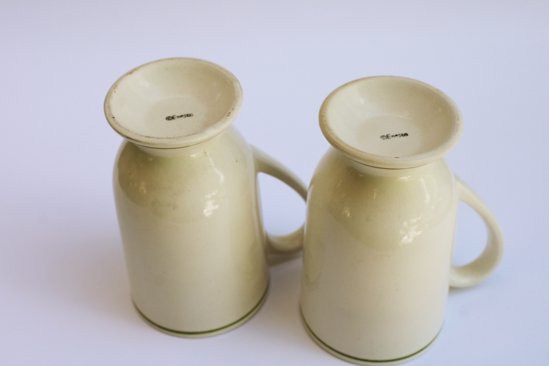 photo of vintage Enesco ceramic tall beer mugs, Irish drinking theme w/ lucky clover #3