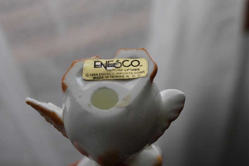 photo of vintage Enesco figurines Taiwan ROC label ducklings, ducks w/ Easter bonnet hat & bow #5