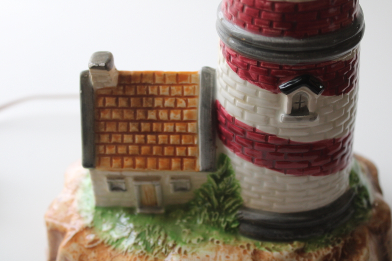 photo of vintage Enesco hand painted ceramic lighthouse lamp, coastal decor TV lamp or night light  #6