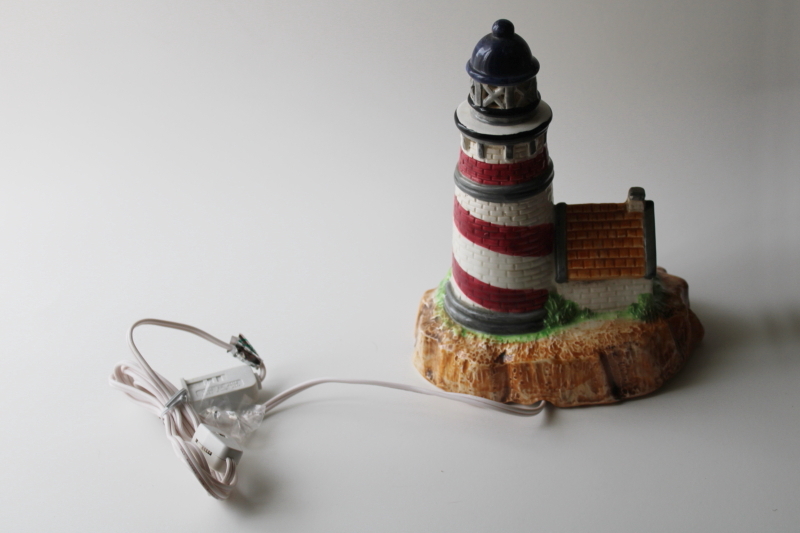 photo of vintage Enesco hand painted ceramic lighthouse lamp, coastal decor TV lamp or night light  #7
