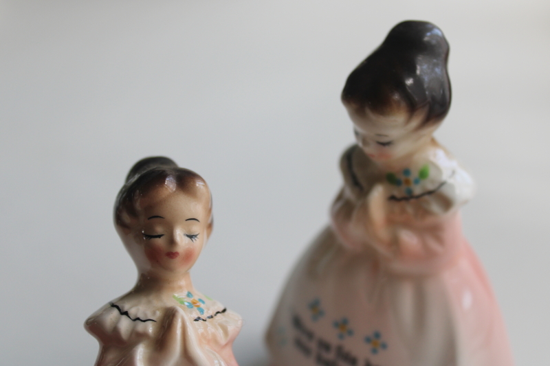 photo of vintage Enesco prayer lady salt & pepper shakers Daily Bread and We Give You Thanks  #4