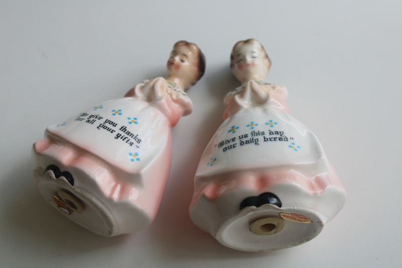 photo of vintage Enesco prayer lady salt & pepper shakers Daily Bread and We Give You Thanks  #7