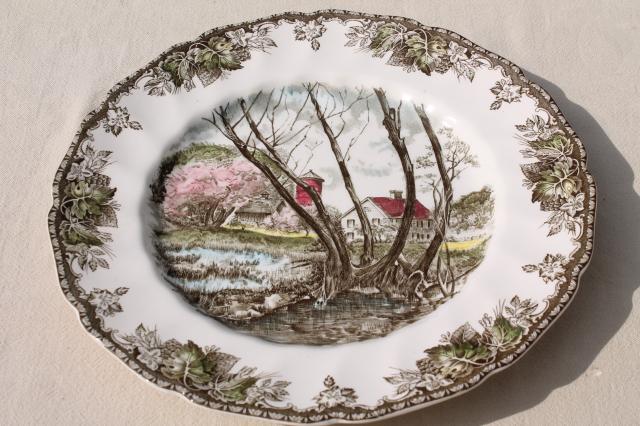 photo of vintage England The Friendly Village Johnson Bros china dinner plates, bowls etc. #2