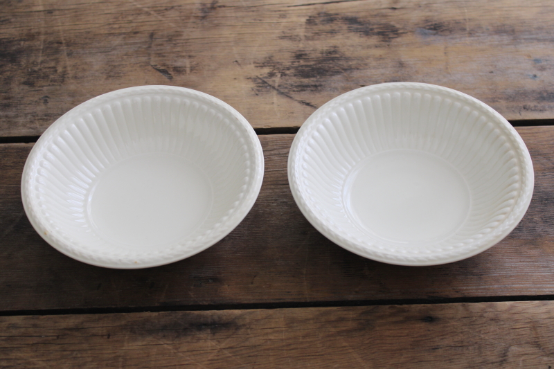 photo of vintage England Wedgwood Edme cereal bowls, fluted pattern plain ivory creamware china #1