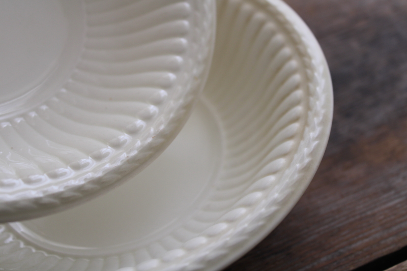 photo of vintage England Wedgwood Edme cereal bowls, fluted pattern plain ivory creamware china #2